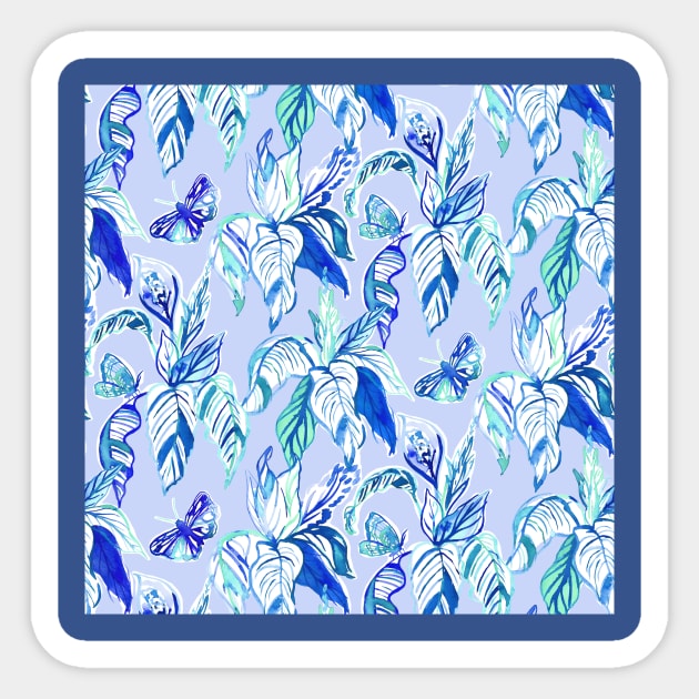 Blue Butterfly Garden Sticker by Carolina Díaz